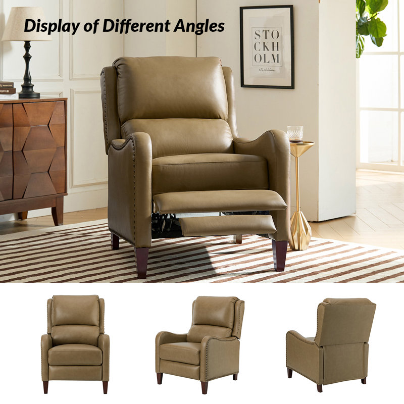 Neliyah 28.75" Wide Genuine Leather Manual Recliner(Set of 2), Taupe