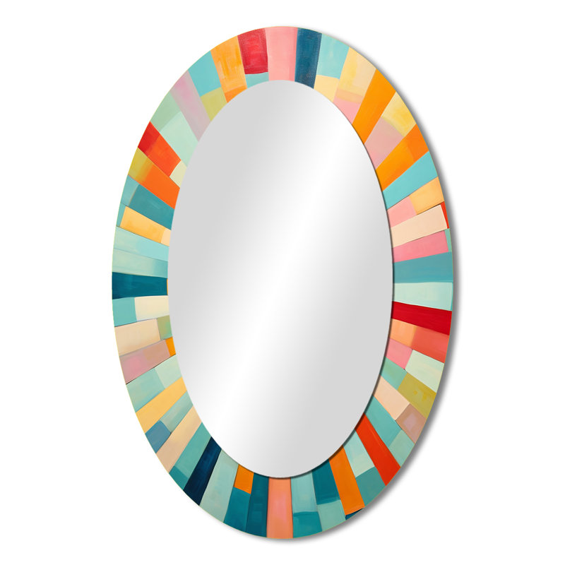 Coloré Mid Century Optique Serenade III - Miroir mural multicolore, 36 po x 24 po
