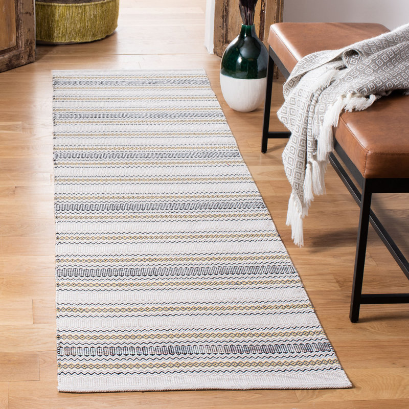 Breckenridge Hand Woven Cotton Striped Rug, Runner 2'3" x 8'