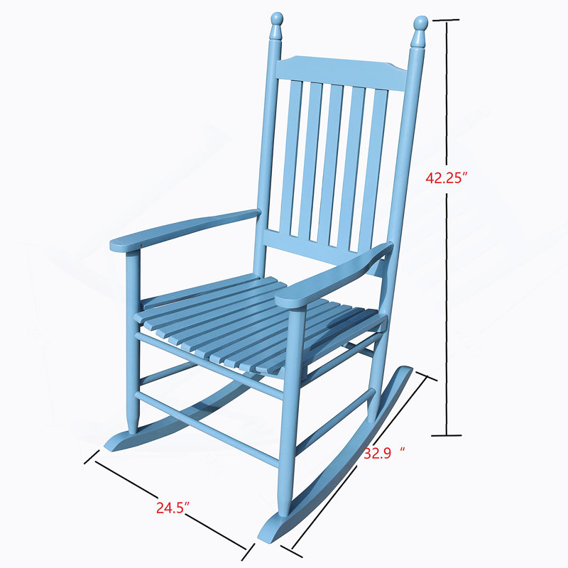 Chaise berçante en bois, Bleu