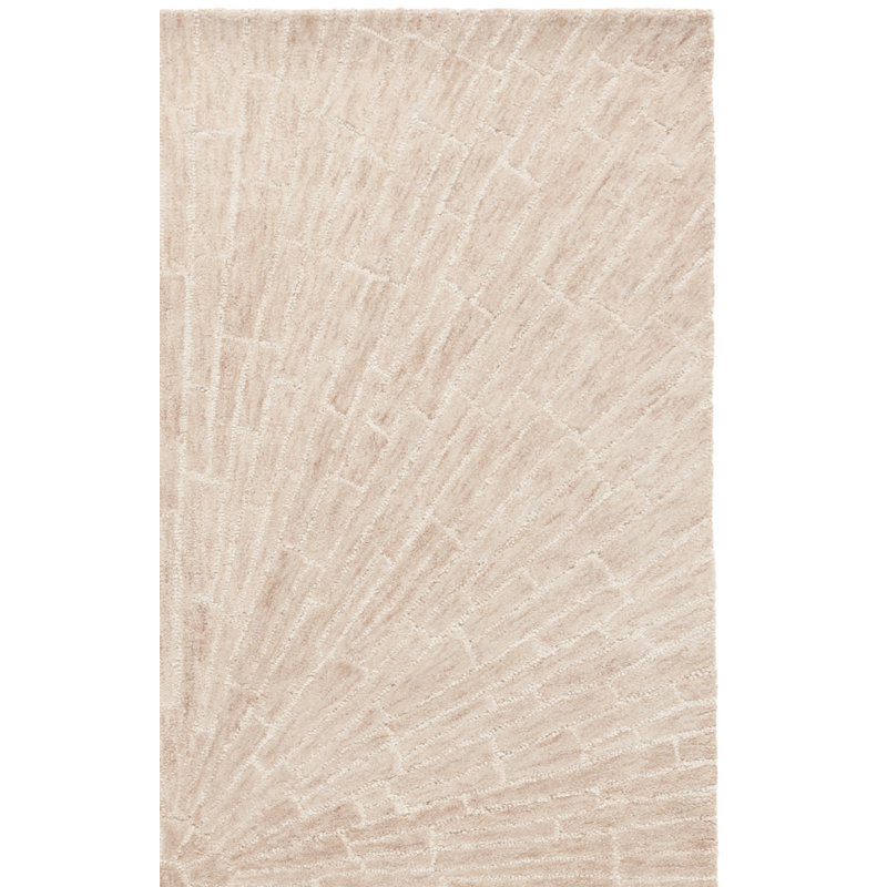 Tapis brun / beige en laine / coton touffeté à la main Marquee 507, Rectangle 6 pi x 9 pi