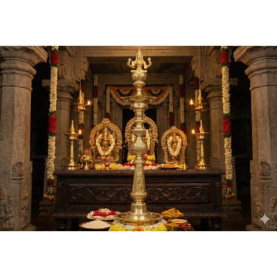 45-Inch Goddess Lakshmi Brass Oil Lamp | Large Traditional Indian Diya Statue | Handcrafted Hindu Temple Floor Lamp | Decorative Religious Home Accent | Statement Spiritual Lighting Sculptur