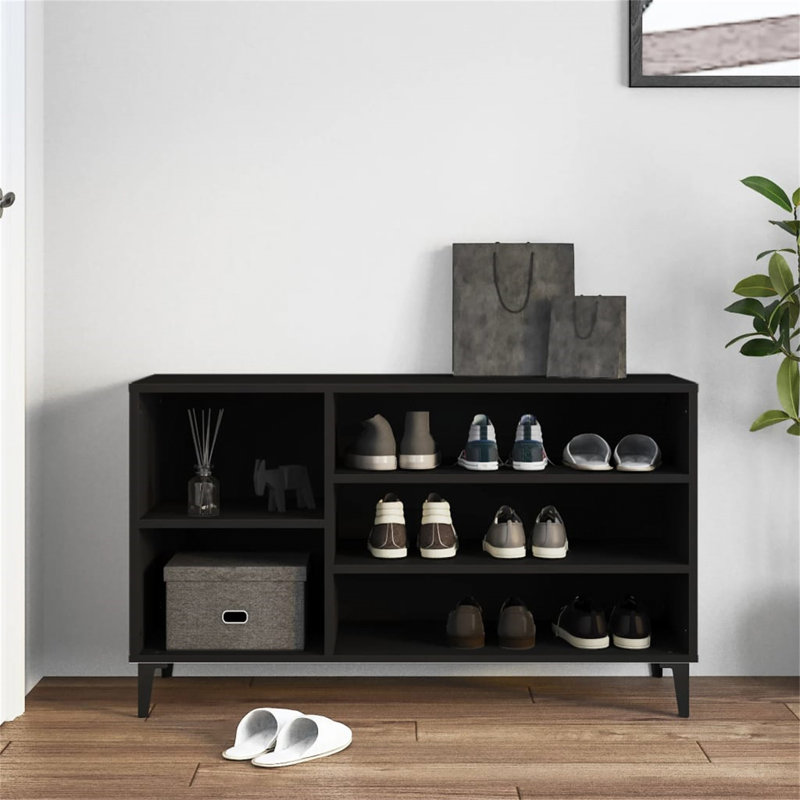 Aubreir Faux Leather Upholstered Storage Bench, Black