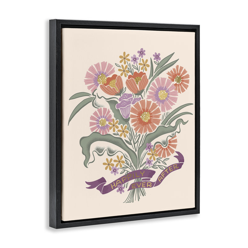Art mural sur toile flottant Happily Ever After, design par Muffin Grayson, H 21 po x l 17 po, Cadre flottant noir de jais