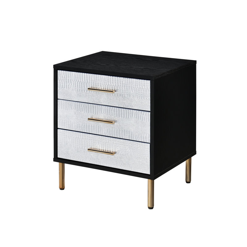Table de chevet pour chambre à coucher, table de chevet à 3 tiroirs