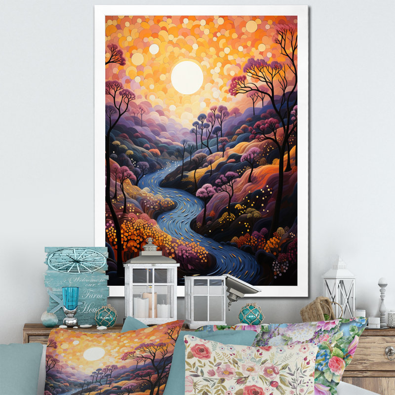 «Mikayda Canyon Landscape Pointillism II», reproduction sur toile, H 20 po x l 12 po x P 1 po, Cadre photo blanc