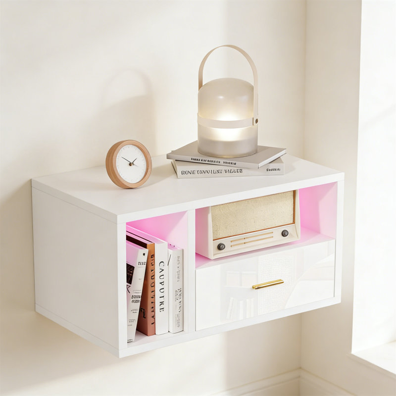 46.5cm W Manufactured Wood Bedside Table, White