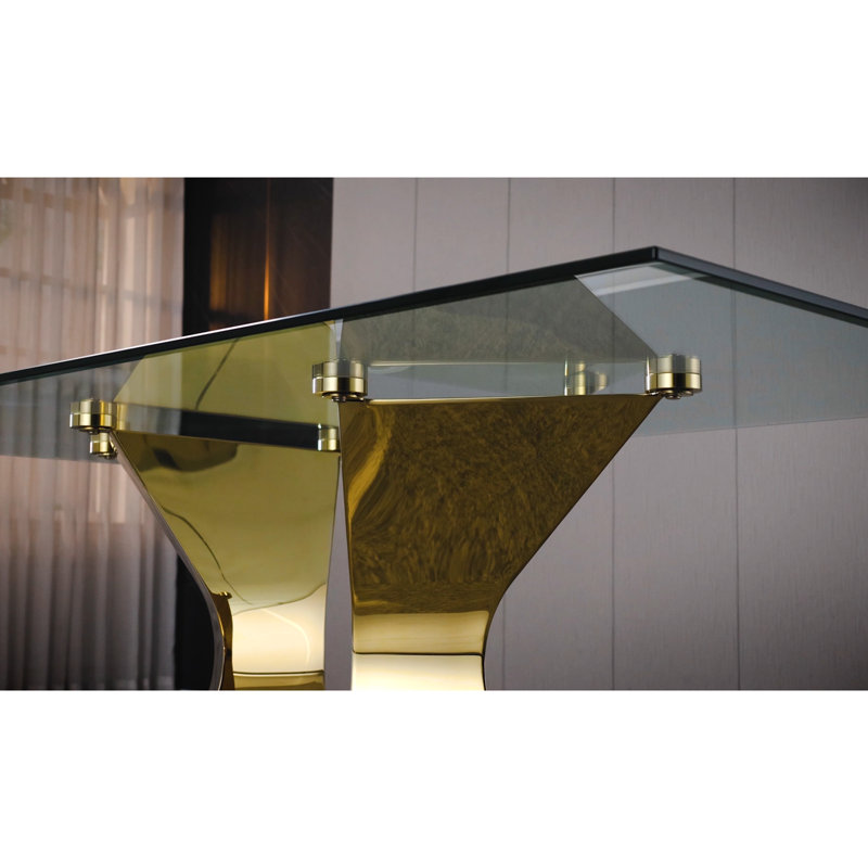 Ameriya Glass Top Metal Base Dining Table
