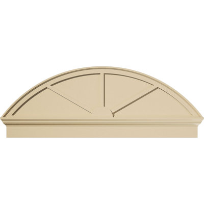 56"W x 20-7/8"H x 2-1/2"P Segment Arch 3 Spoke Signature Urethane Combination Pediment, Primed Tan