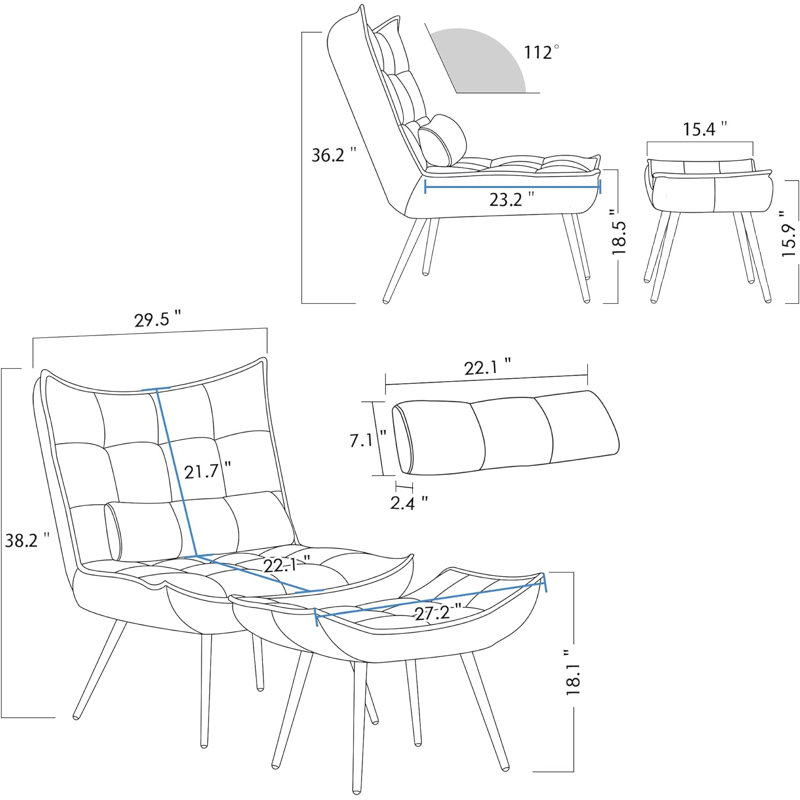 Fauteuil d'appoint moderne avec repose-pieds Solara, Velours brun