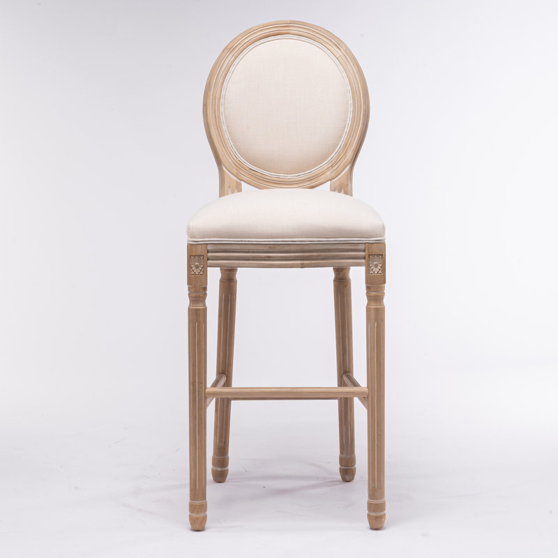 Tabourets de campagne français rembourrés beiges - Bois avec assise et dossier confortables Structure de rembourrage haute ergonomique