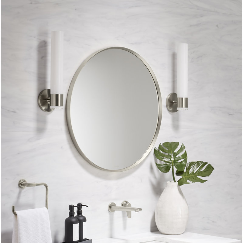 Miroir de salle de bain Essential, Nickel brossé, H 28 po x l 28 po x P 1,38 po