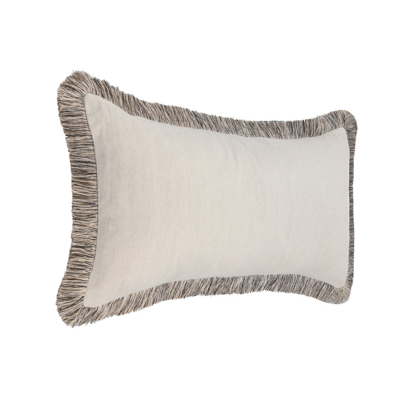 Nola Fringe Linen Blend Throw Pillow, 16"H x 36"W, Rectangular