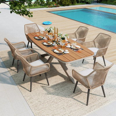 Ensemble repas d'extérieur pour 6 personnes avec coussins