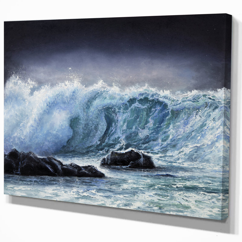Reproduction d’art graphique sur toile tendue large océan waves, H 20 po x l 20 po x P 1 po