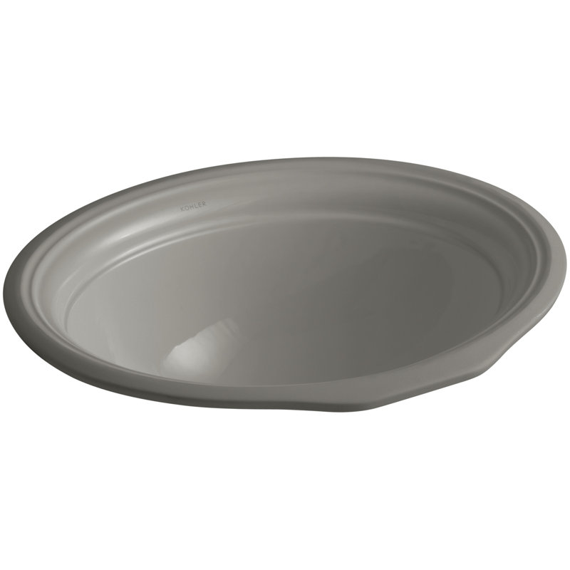 Lavabo de salle de bain ovale encastré en céramique avec trop-plein Devonshire, Cachemire