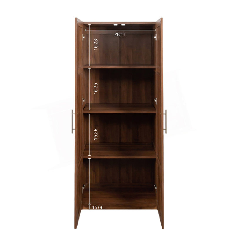 High Wardrobe And Kitchen Cabinet With 2 Doors And 3 Partitions To Separate 4 Storage Spaces