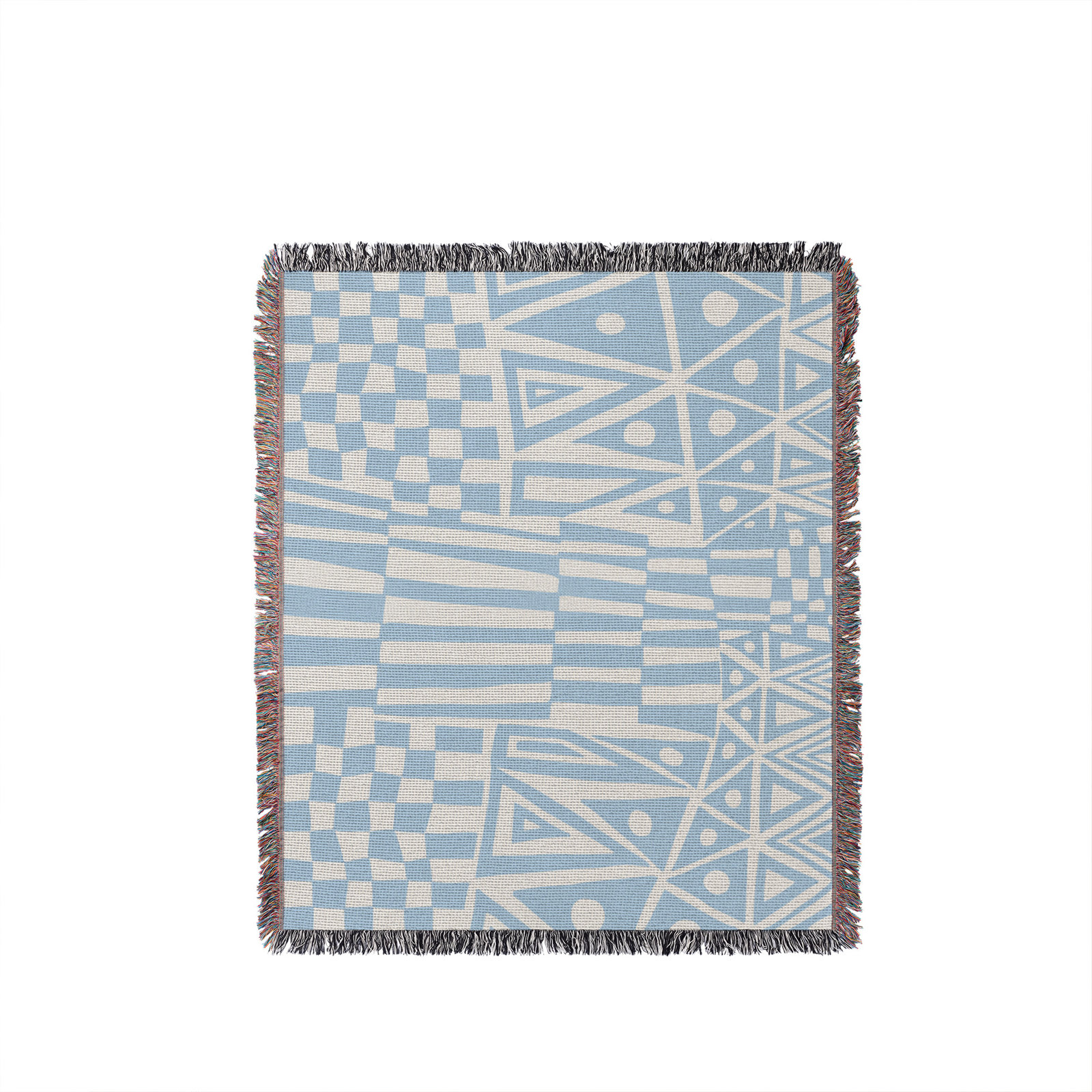 Cocodili Cotton Hand Woven Throw Blanket, 50" x 60" – Throw, Sky Blue