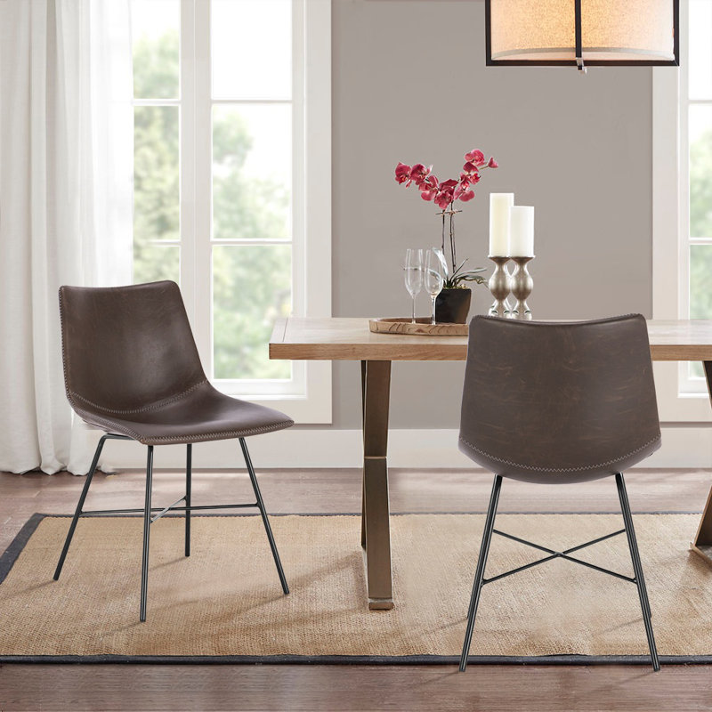 Bela Vegan Leather Dining Chair, Brown Faux Leather