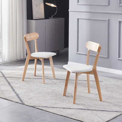 Ensemble de 6 chaises de salle à manger 100% bois massif, chaises de cuisine en bois, dossier ouvert, chaises de style Mid-Century moderne pour ferme, cuisine, salle à manger, naturel