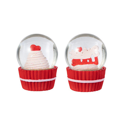3.25“H S/2 Valentine's Resin Cupcakes Waterglobes