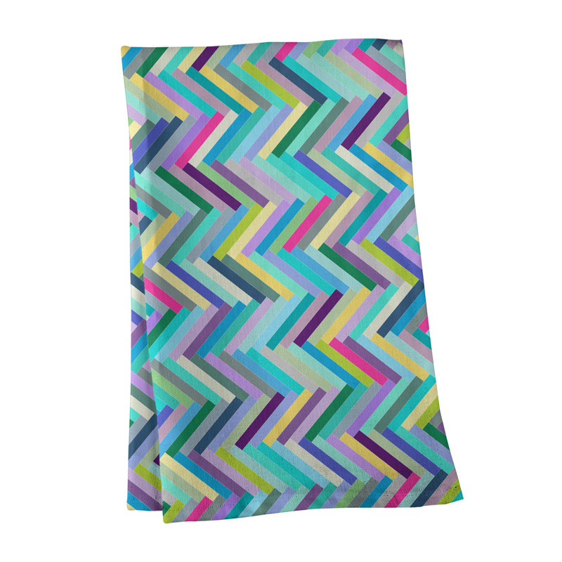 Torchon Herringbone, Bleu, Sergé de coton