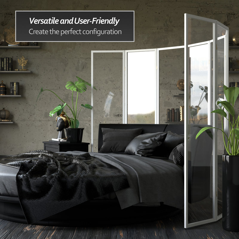 6 Ft. Tall Clear Screen Black 4 Panel, 3, 6 ft, White