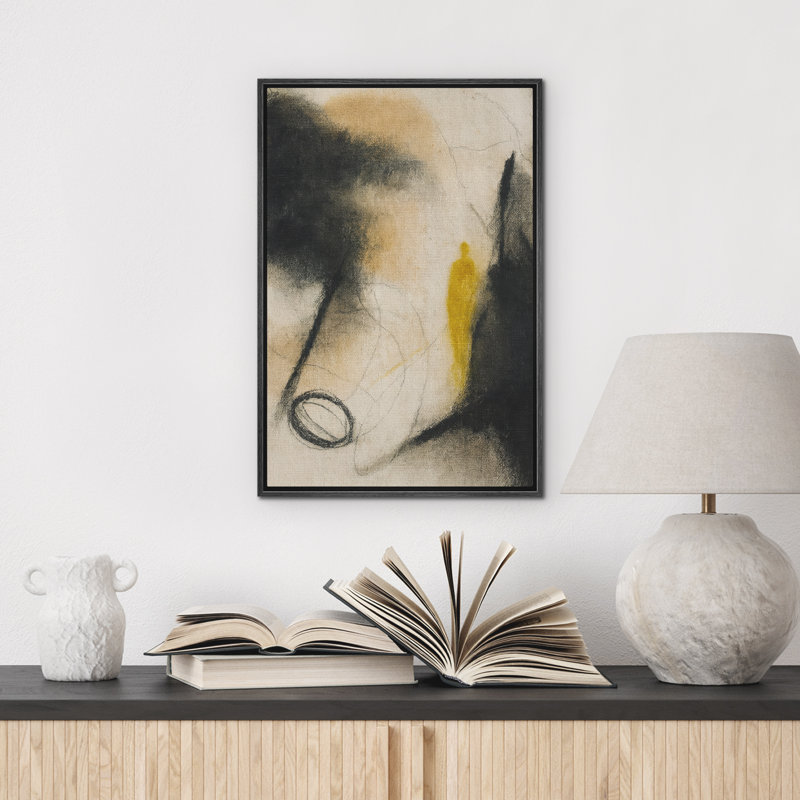 «Neutral Abstract Wall Art», reproduction d'art sur toile encadrée, Noir, H 24 po x l 16 po