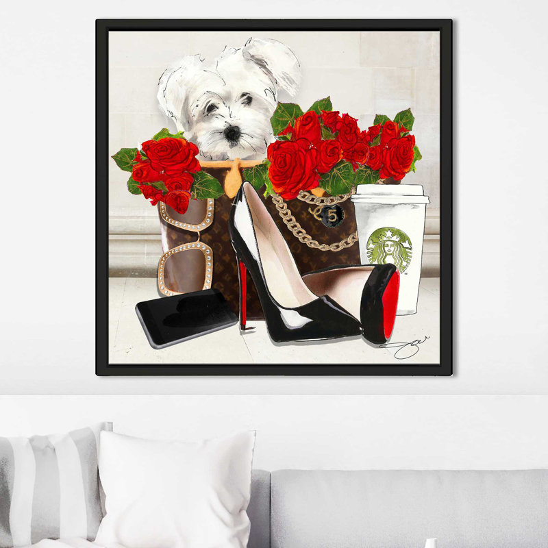 Fashion Westie (Square) par By Jodi - impression, Cadre flottant noir, H 21,5 po x l 21,5 po x P 2 po