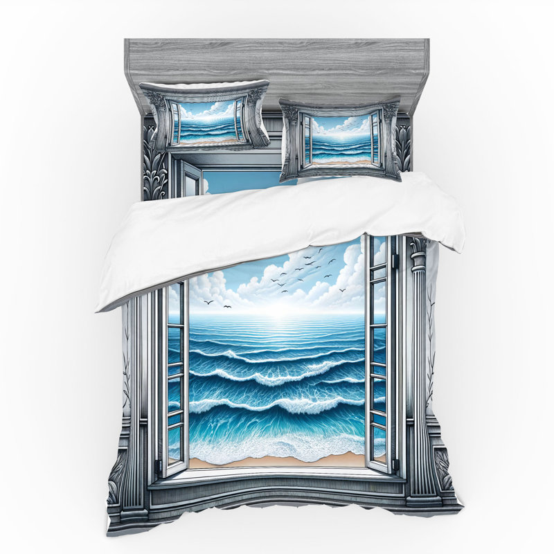 Ensemble de literie Ambesonne Ocean, Housse de couette grand + 3 pièces supplémentair