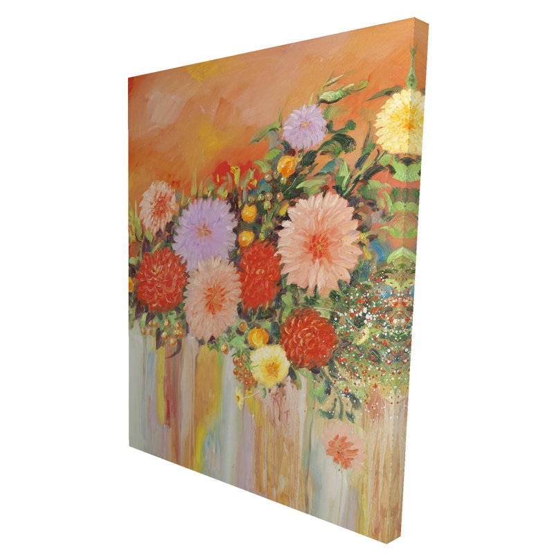 Abstract Flowers - Orange Canvas for Living Room Decor