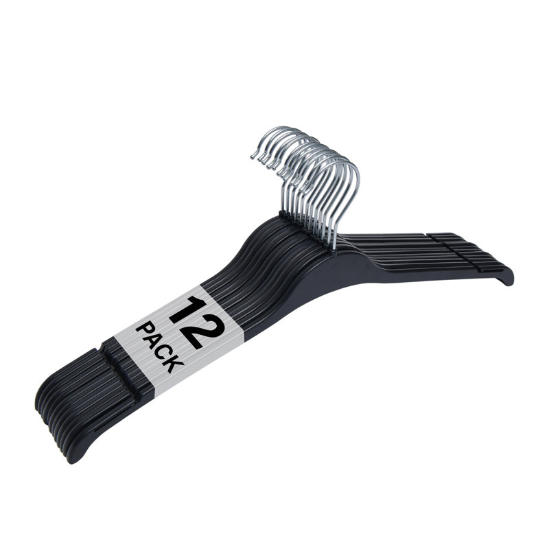 Non-Slip Black Plastic Hangers, 12