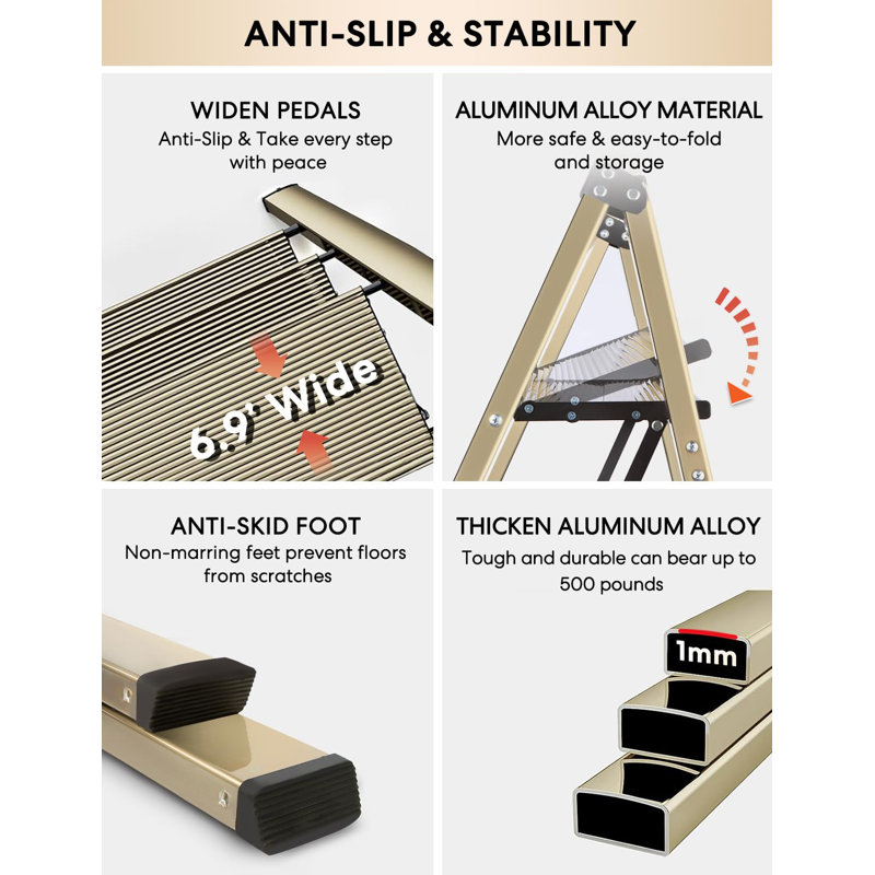 5-Step Aluminum Lightweight Folding Step Stool