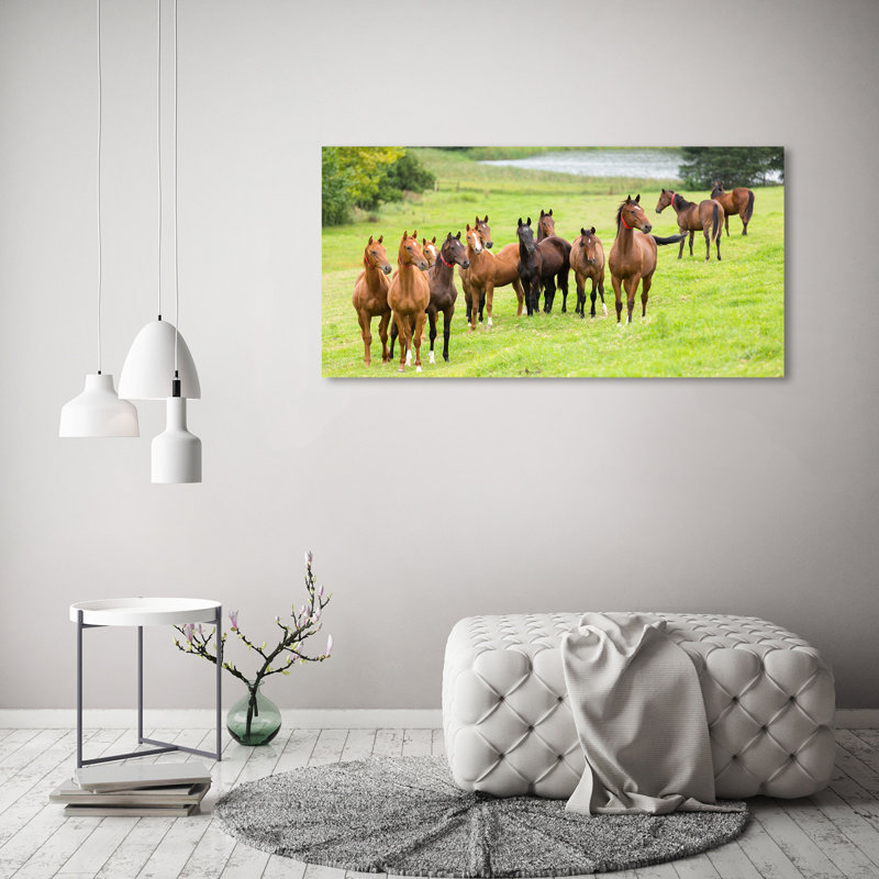 Herd Of Horses In The Meadow - Wrapped Canvas Print