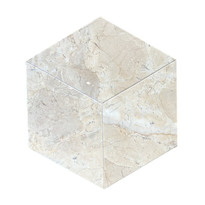 Hexagon Marble Tile In Gold Beige Yellow - 5.7" Side, 1/2" Thick, Surface, Suitable For Floor And Wall Kitchen, Bathroom, Corridor, Train Station Tiles 5.7 Inch Side Length, 1/2 Thickness, Finish,
