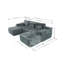 Canapé modulaire de 105,7 po avec méridienne en forme de U, canapé modulaire moderne avec assise profonde, canapé rembourré pour la chambre à coucher du salon, aucun assemblage requis, (tissu moelleux), gris-399811285-399811287