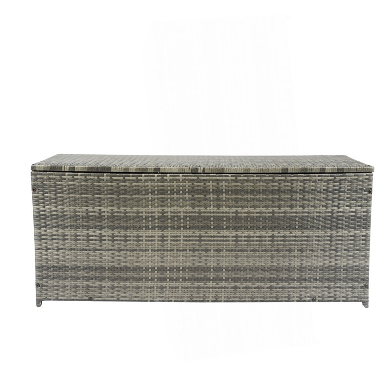 Outdoor Storage Box, 113 Gallon Wicker Patio Deck Boxes With Lid, Outdoor Storage Cushion Storage For Kids Toys, Pillows, Towel Grey Wicker