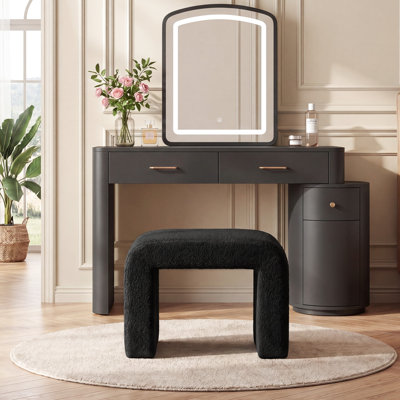 23.62" W Faux Cashmere Vanity Stool