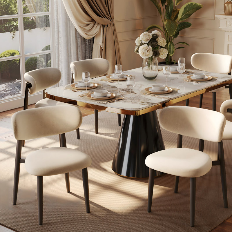 Chaise de salle à manger rembourrée avec structure en métal (ensemble de 2) - Chaise d'appoint beige, Beige
