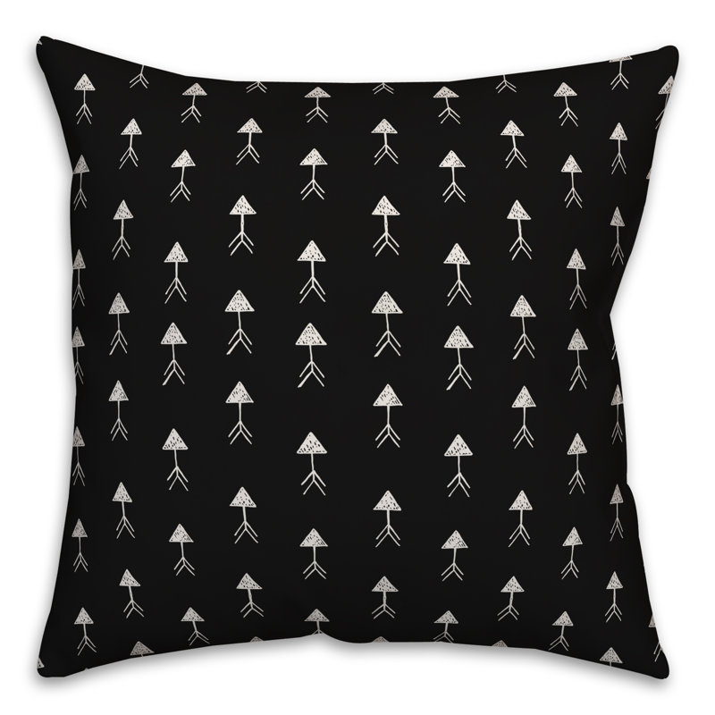 Polka Dots Reversible Throw Pillow, 20" x 20", Black/White Geometric 6