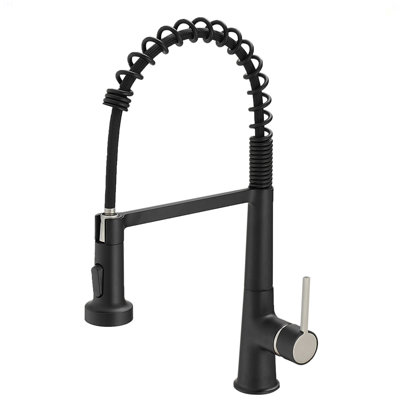 Faucet For Kitchen Sink, Black Kitchen Faucet With Pull Down Sprayer,  Modern Commercial Spring Pull-Out Kitchen Sink Faucet