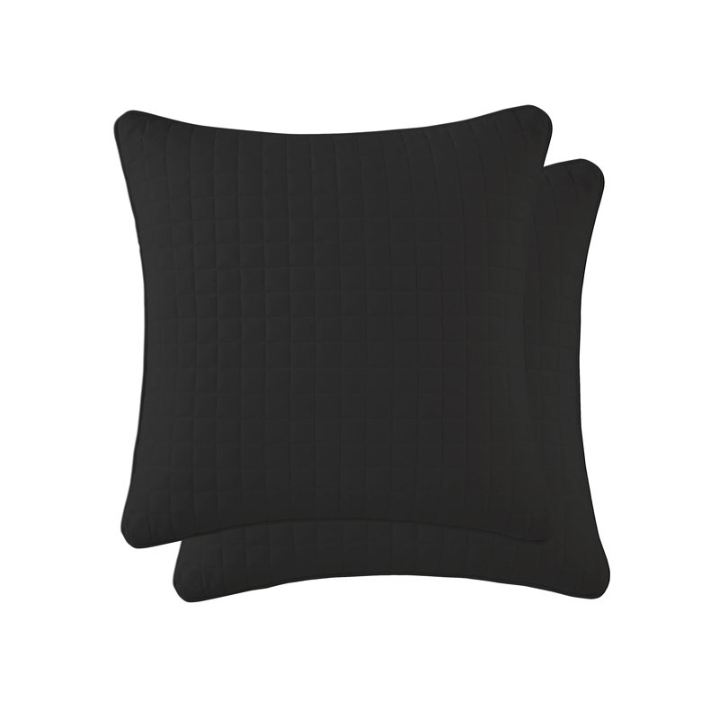 Southshore Fine Linens Vilano Quilted Sham Covers, Double-Brushed Microfiber Square-Stitched Pillow Shams with Piped Edges, Set of 2, 26" x 26" , Black