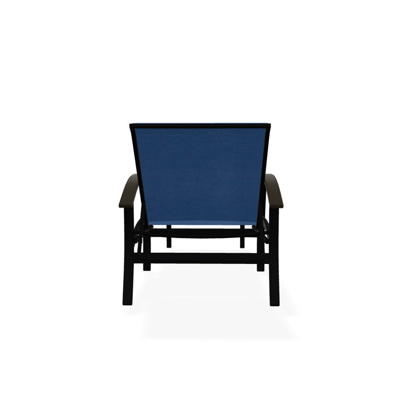 Askar Outdoor Rust-Resistant Metal Chaise Lounge, Cobalt 35D Sunbrella®, Beachwood P40, Textured Black