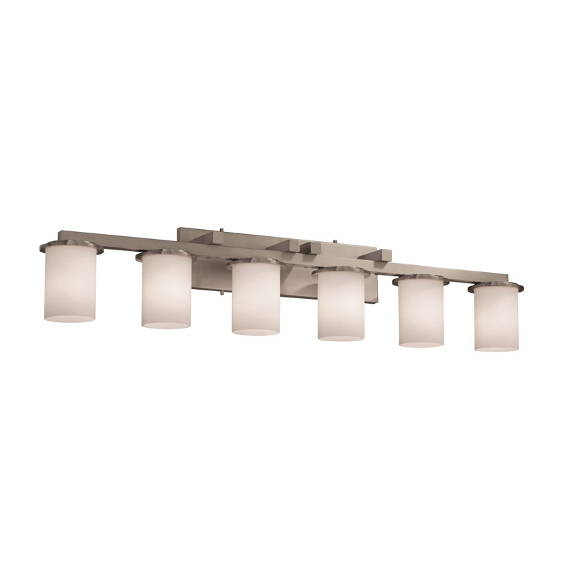 Donatello 6 - Light Dimmable Bath Bar, Opal White Glass, Brushed Nickel