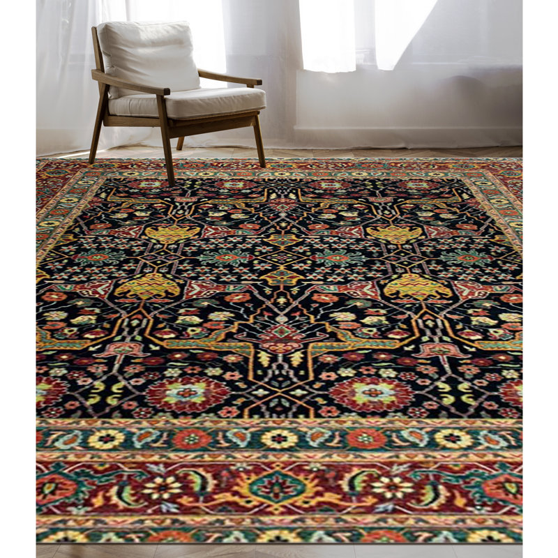 Elegant Wool Oriental Area Rug, Rectangle 10' x 14'