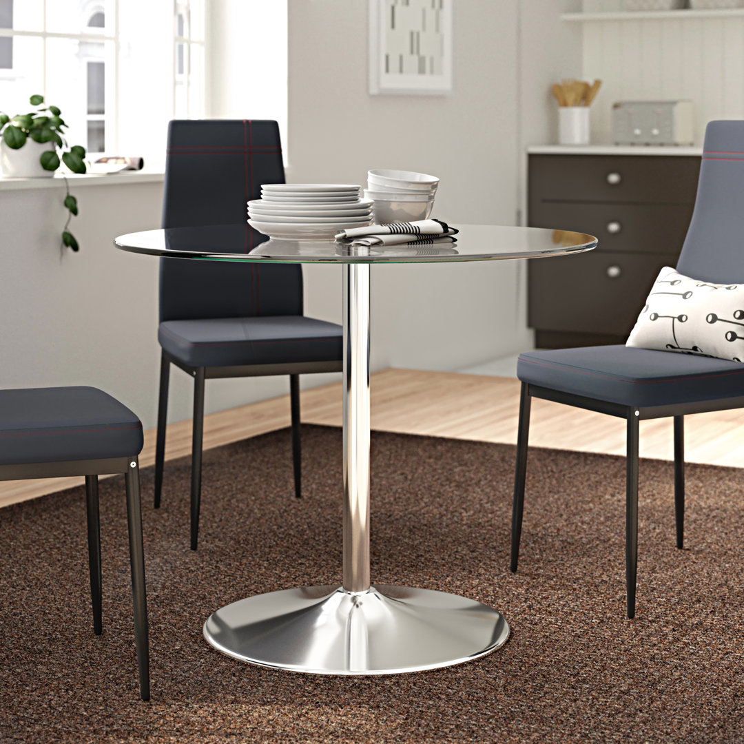 Ember Round Glass Top Metal Base Dining Table Zipcode Design™