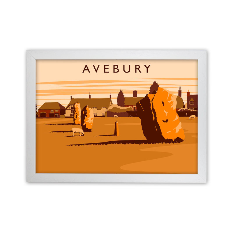 Avebury by Richard O'Neill - Print, White Framed, 24cm H x 34cm W x 3cm D