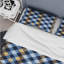 Ensemble de housse de couette moderne à imprimé vichy bleu et jaune II-109155855