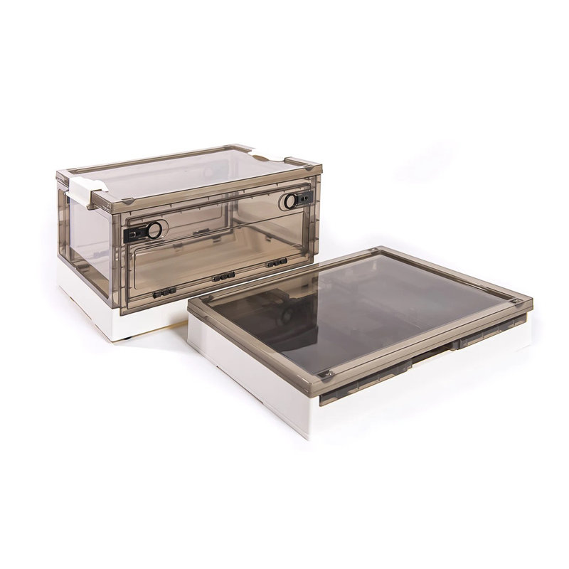 Plastic Collapsible Storage Box, 9.5" H x 18.5" W x 14" D, White, 32 qt