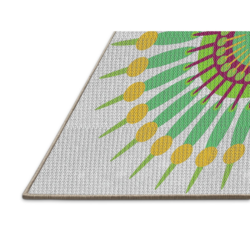 Laine tissée à la main et polyester jaune/vert/gris Tapis décoratif, Rectangle 5 pi x 7 pi